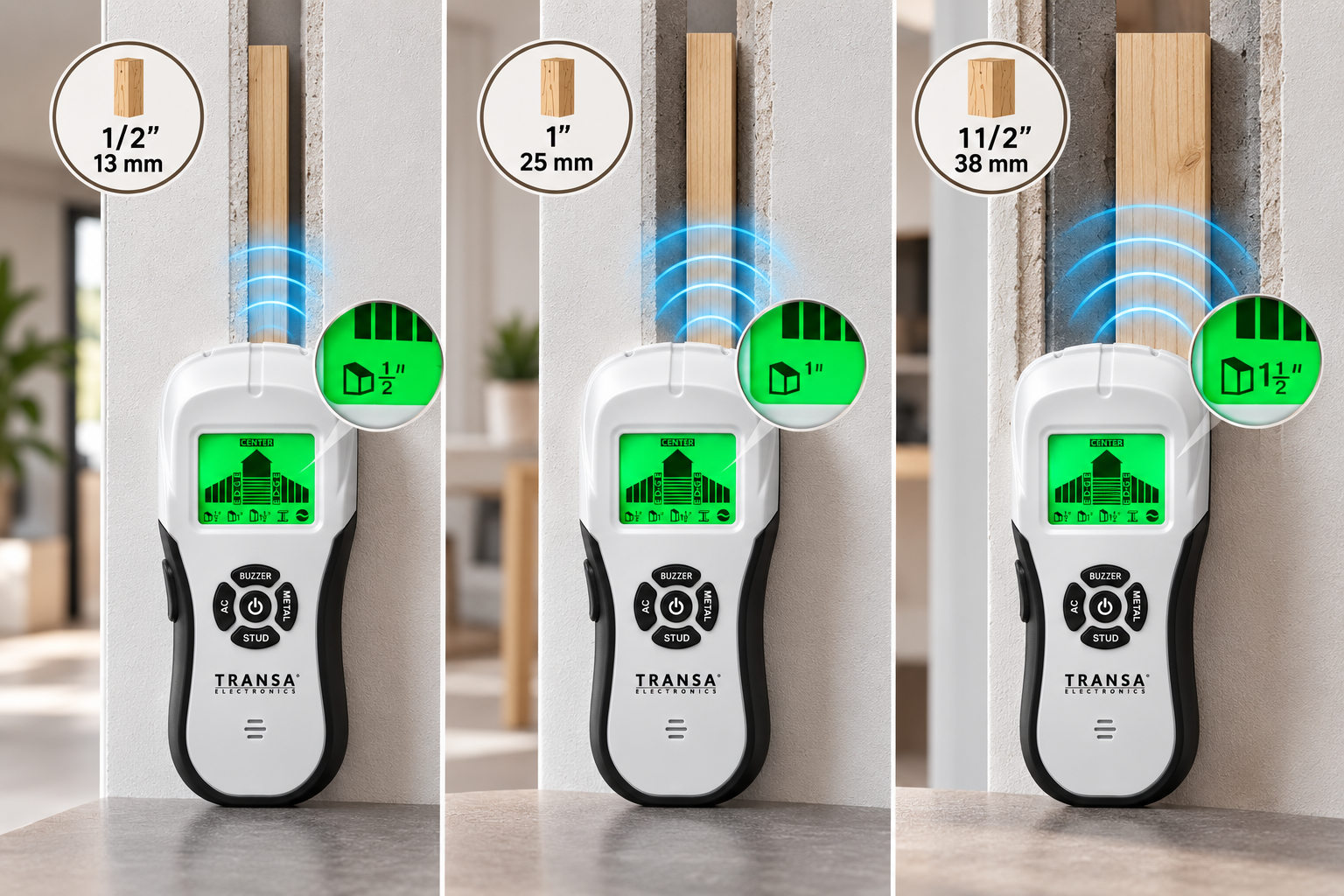 Wykrywacz MeasureMe Scan podczas sprawdzania ściany przed wierceniem